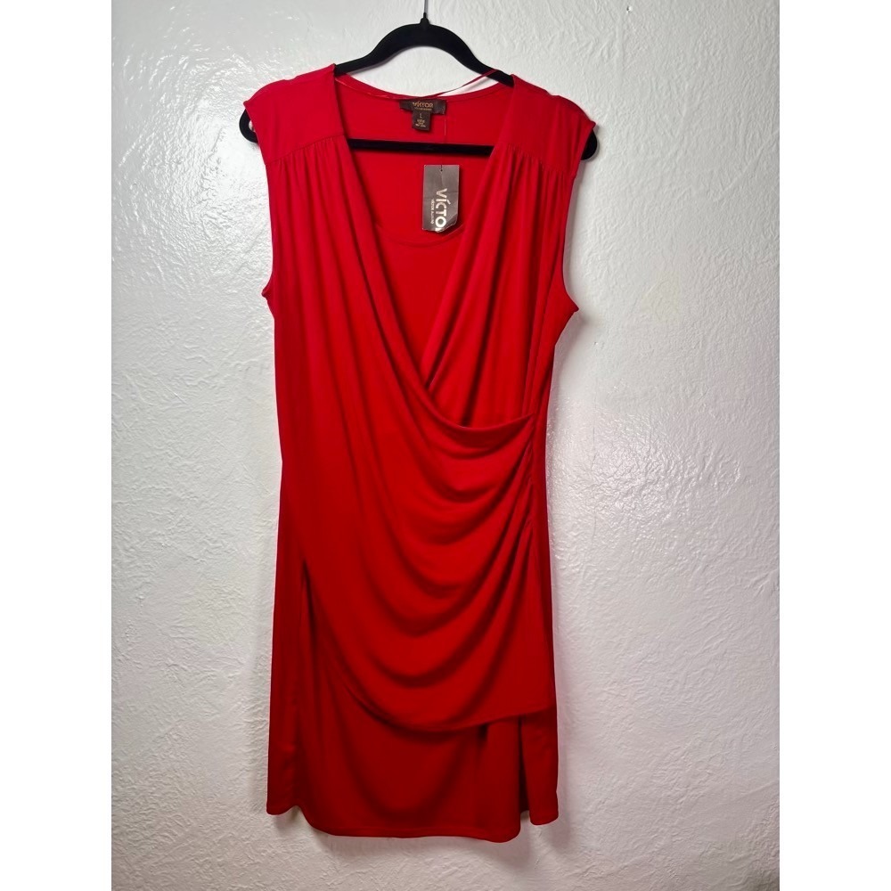 NWT Victor Alfaro Red Drape Cocktail Dress Flirty Bold Pin-Up Mobwife‎ Party